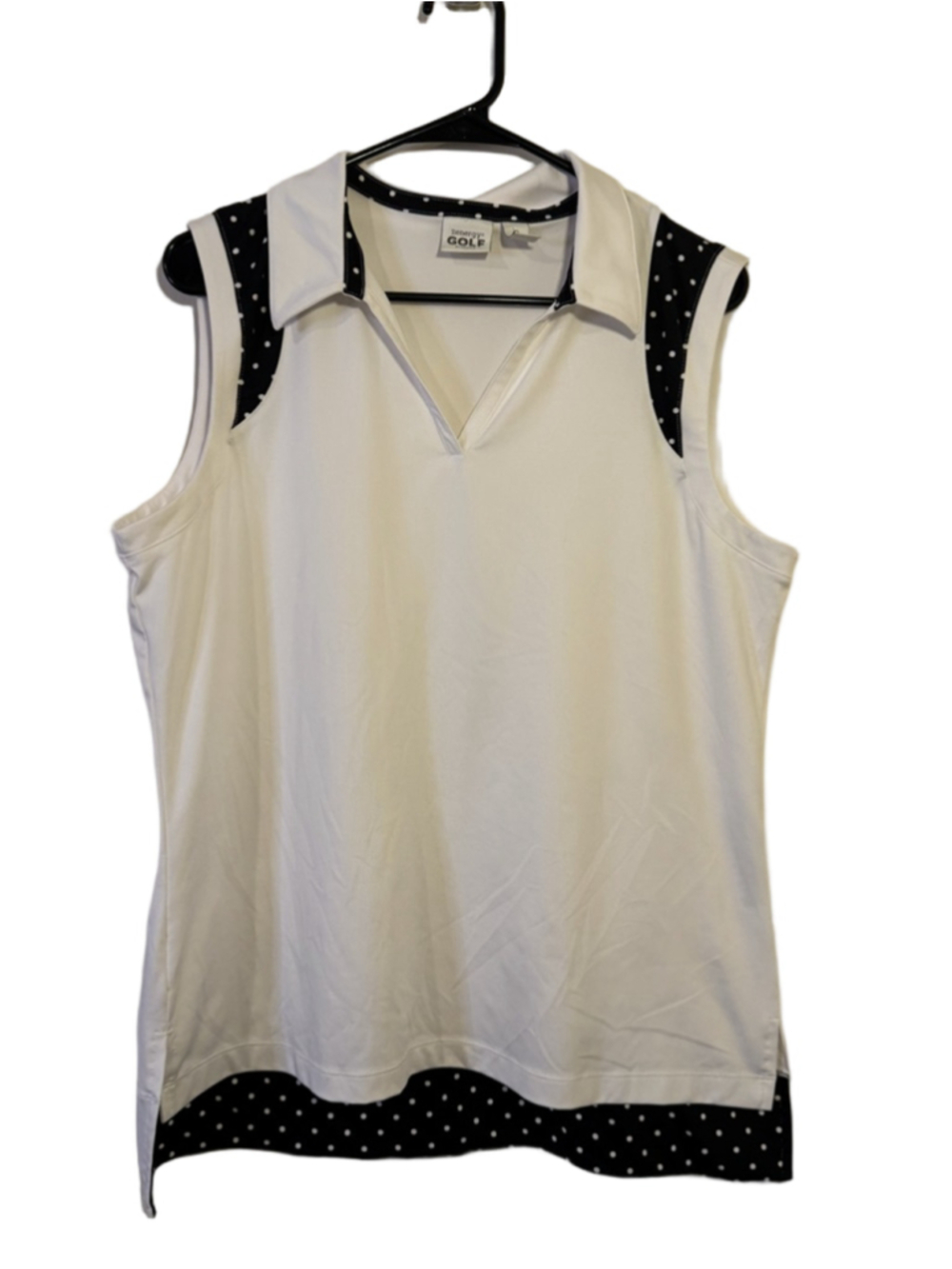Women's Zenergy by Chico's White Black Polka Dot Golf Tank Top Size 2